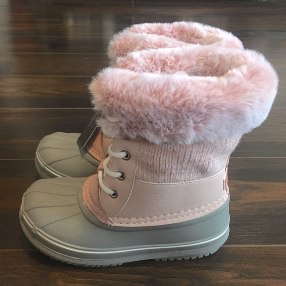 NWT! LONDON FOG Cold Weather Commander Boots PINK/GREY Toddler Size 10 Rain/Snow - Picture 3 of 12